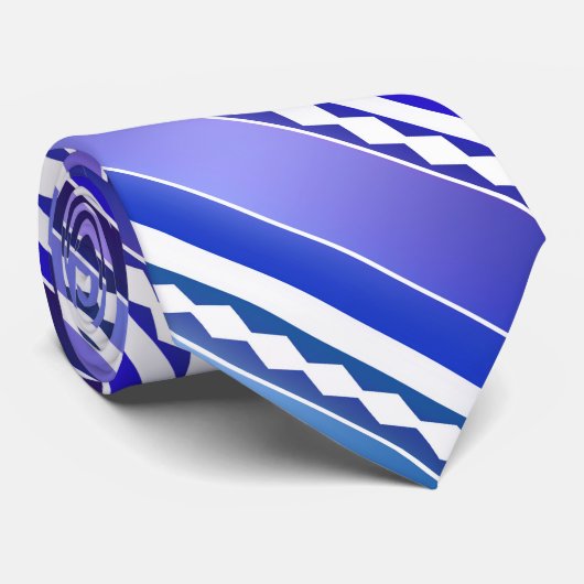 Kunstblauw Blauwgroen Paars met wit gestreept Stro Stropdas (Opgerold)