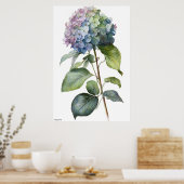 Kunstblauw door AI geproduceerd Hydrangea  wandkun Poster (Keuken)
