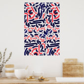 Kunstblauw en Oranje acrylvormen Poster (Keuken)