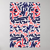 Kunstblauw en Oranje acrylvormen Poster (Voorkant)