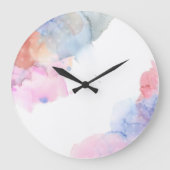 Kunstblauw en roze Waterverf wandklok (Voorkant)