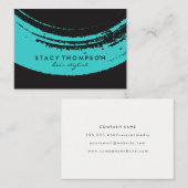Kunstblauw geborsteld op zwart visitekaartje (Voorkant / Achterkant)