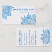 Kunstblauw Lotus Blossom op wit Visitekaartje (Voorkant / Achterkant)