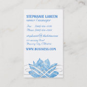 Kunstblauw Lotus Blossom op wit Visitekaartje (Achterkant)