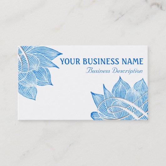 Kunstblauw Lotus Blossom op wit Visitekaartje (Voorkant)