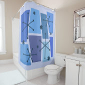 Kunstblauw voor atoomtijdperk Pop Douchegordijn (In situ)