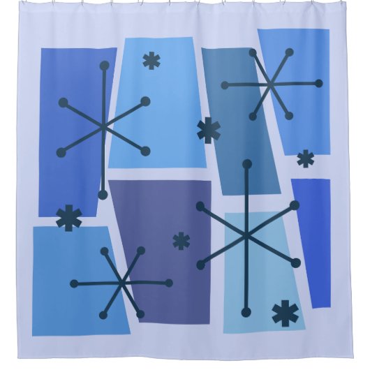 Kunstblauw voor atoomtijdperk Pop Douchegordijn (Voorkant)