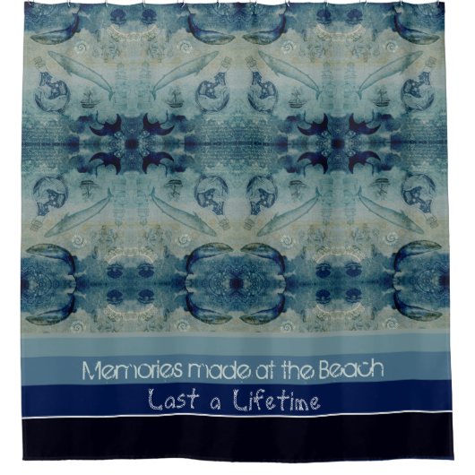 Kunstblauw zand groene kleur kustdouane douchegordijn (Voorkant)