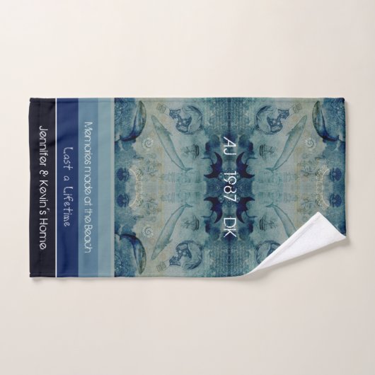 Kunstblauw zand groene kleur kustdouane handdoek (Handdoek)