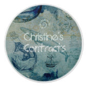 Kunstblauw zand groene kleur kustdouane keramische knop (Voorkant)