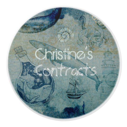 Kunstblauw zand groene kleur kustdouane keramische knop (Voorkant)