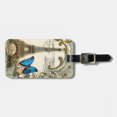  - kunstblauw zwemt in eiffeltoren bagagelabel (Voorkant horizontaal)