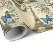  - kunstblauw zwemt in eiffeltoren cadeaupapier (Rol Hoek)