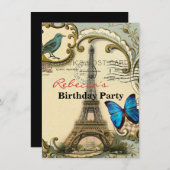 - kunstblauw zwemt in eiffeltoren kaart (Voorkant / Achterkant)