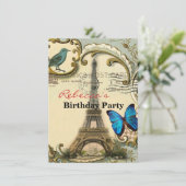 - kunstblauw zwemt in eiffeltoren kaart (Staand voorkant)