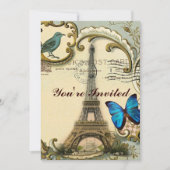 - kunstblauw zwemt in eiffeltoren kaart (Voorkant)