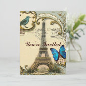 - kunstblauw zwemt in eiffeltoren kaart (Staand voorkant)