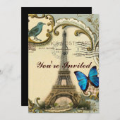 - kunstblauw zwemt in eiffeltoren kaart (Voorkant / Achterkant)