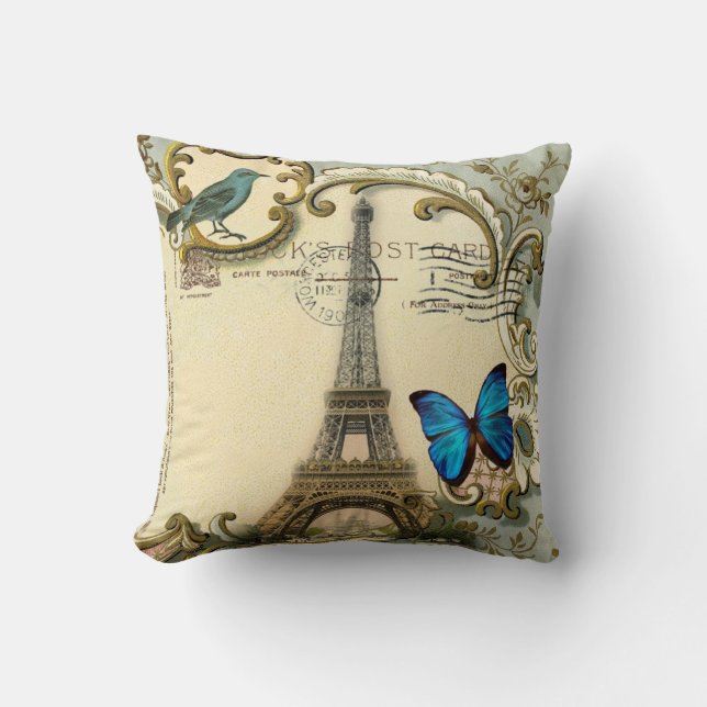  - kunstblauw zwemt in eiffeltoren kussen (Voorkant)