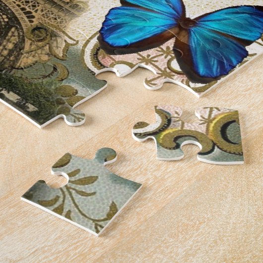  - kunstblauw zwemt in eiffeltoren legpuzzel (Zijkant)