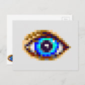 Kunstblauwe oogtekening met 8 bits pixels briefkaart (Voorkant / Achterkant)