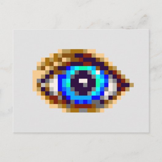 Kunstblauwe oogtekening met 8 bits pixels briefkaart (Voorkant)