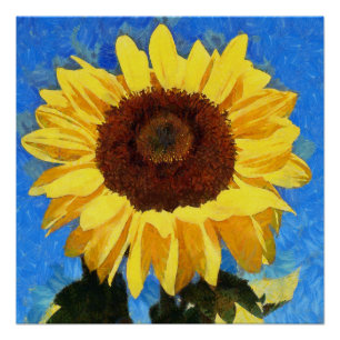 Kunstbloem en heldere zonnebloem perfect poster
