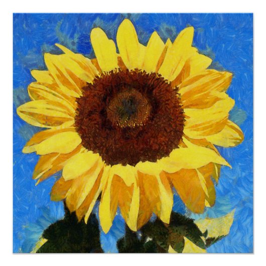 Kunstbloem en heldere zonnebloem perfect poster (Voorkant)