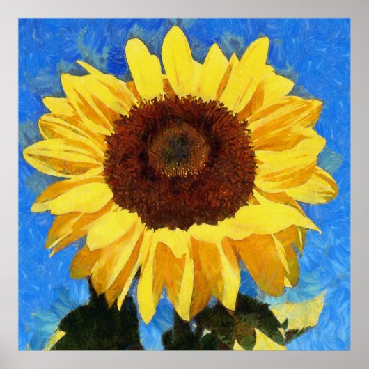 Kunstbloem en heldere zonnebloem poster (Voorkant)