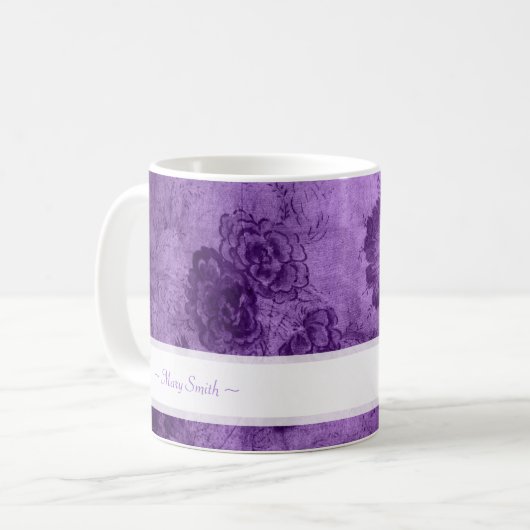  Kunstbloemen Aangepaste naam Paars Koffiemok (Voorkant links)