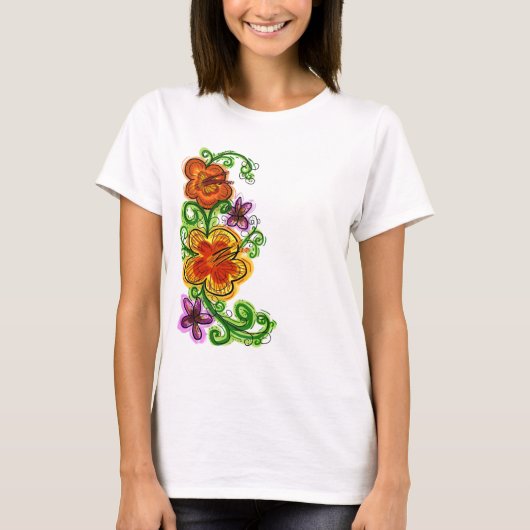 Kunstbloemen dames shirt (Voorkant)