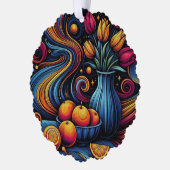 Kunstbloemen en Sinaasappels schilderen Ornament Kaart (Links)