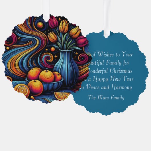 Kunstbloemen en Sinaasappels schilderen Ornament Kaart (Voorkant / Achterkant)