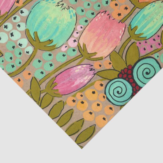 Kunstbloemen, geschilderd kunstjournaal, schittere tissuepapier (Detail)