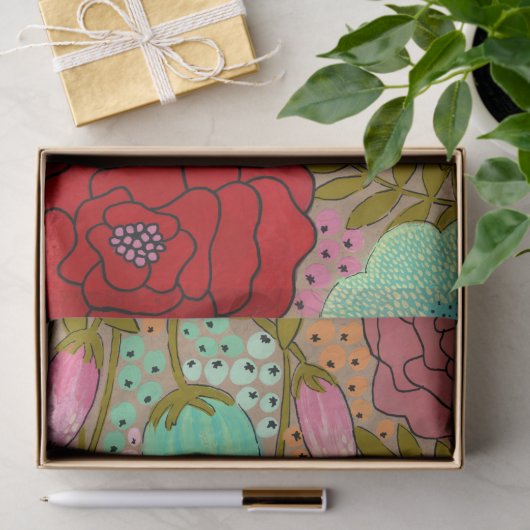 Kunstbloemen, geschilderd kunstjournaal, schittere tissuepapier (Geschenk)