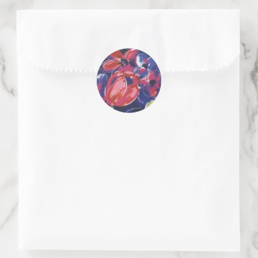  kunstbloemen, tulpen, textiel ronde sticker (Tas)