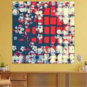 Kunstbloempatroon en modern design canvas afdruk (Insitu (Woonkamer))