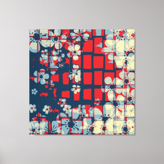 Kunstbloempatroon en modern design canvas afdruk (Voorkant)