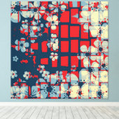 Kunstbloempatroon en modern design canvas afdruk (Insitu (Houten vloer))