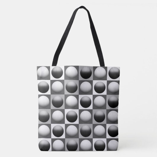 Kunstbollen van pop, zwart, wit en grijs / grijs tote bag (Voorkant)