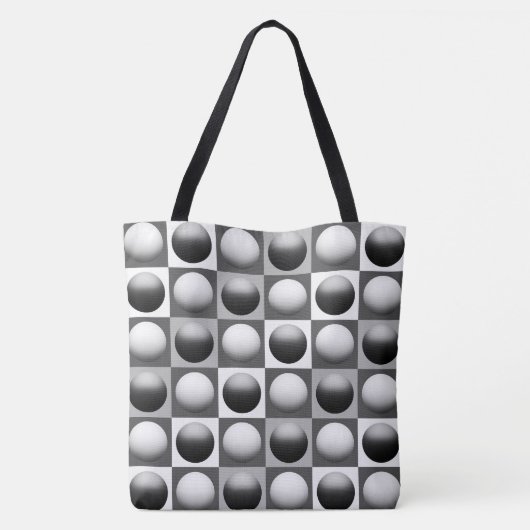 Kunstbollen van pop, zwart, wit en grijs / grijs tote bag (Achterkant)