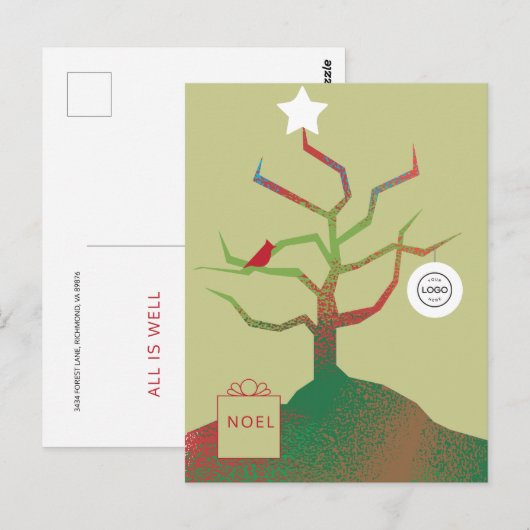 Kunstboom Bedrijfs Kerstkaart Briefkaart (Voorkant / Achterkant)