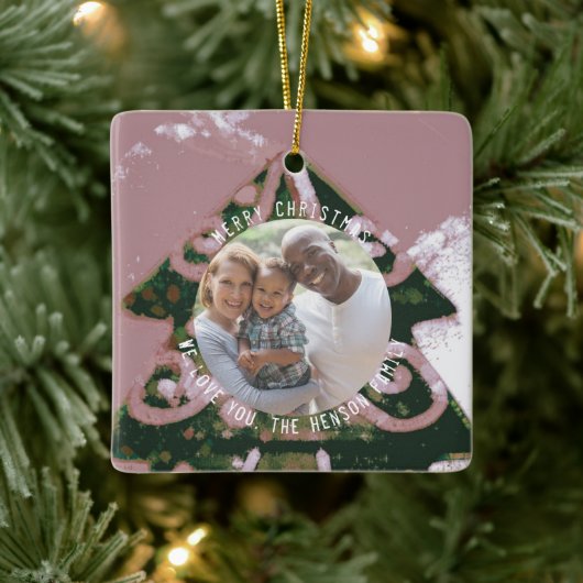 Kunstboomroze groene roze familie keramisch ornament (Boom)