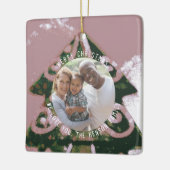 Kunstboomroze groene roze familie keramisch ornament (Links)