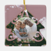 Kunstboomroze groene roze familie keramisch ornament (Voorkant)