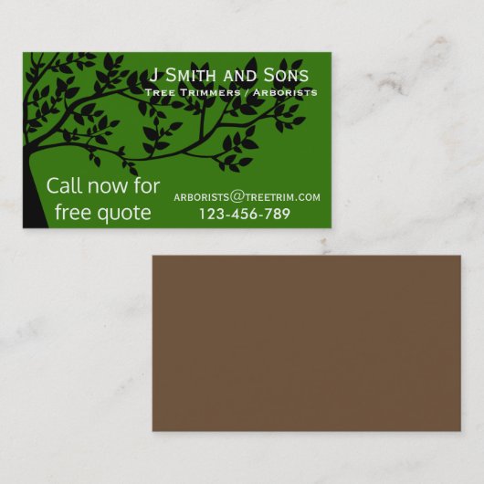 Kunstboomstamtrimingsservice modern design visitekaartje (Voorkant / Achterkant)