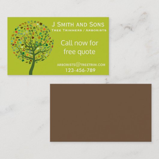 Kunstboomstamtrimingsservice modern design visitekaartje (Voorkant / Achterkant)