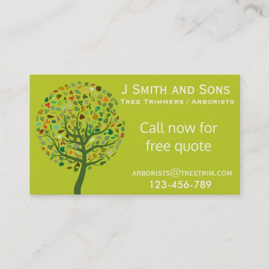 Kunstboomstamtrimingsservice modern design visitekaartje (Voorkant)