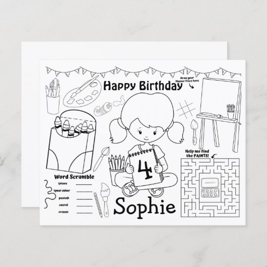 Kunstborden, kunstverjaardagskleuren en -activitei (Voorkant / Achterkant)