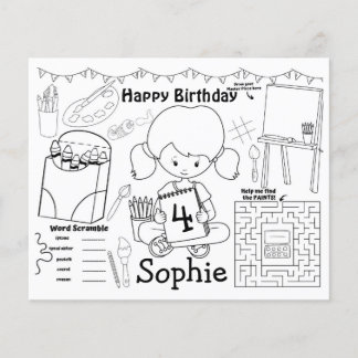 Kunstborden, kunstverjaardagskleuren en -activitei